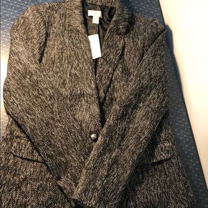 NWT LOFT Sz 10 B&W Tweed Blazer